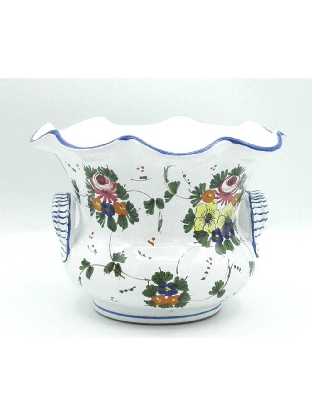 VTG Circa1950s Castelli Italy Hand Painted Cachepot/Planter Signed L Pardi